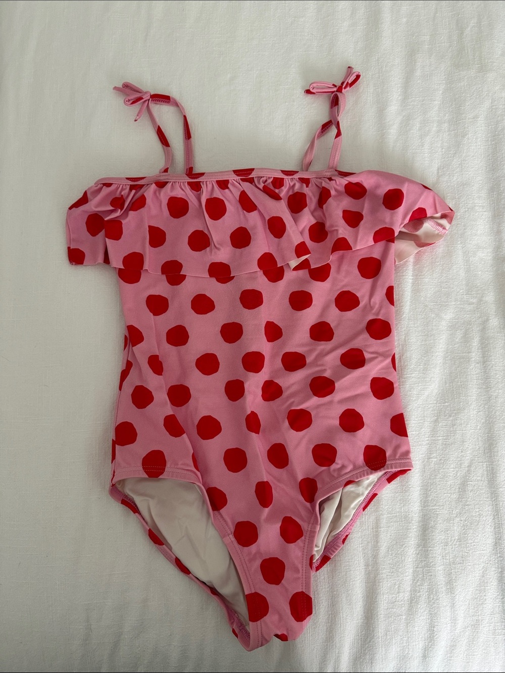 Hanna Andersson Pink One-Piece Swimsuit with Red Polka Dots